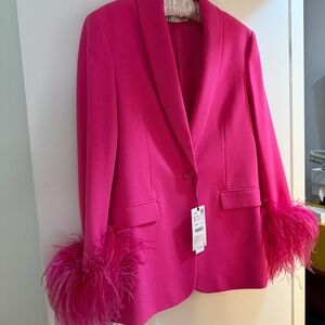 Pink Blazer with Ostrich Feather Trim